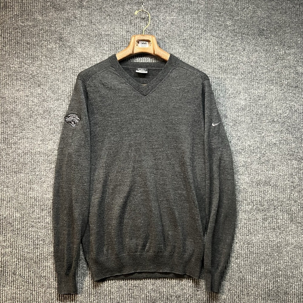 Nike Jacksonville Jaguars Golf Sweater Mens Medium Charcoal V‎ Neck Merino Wool